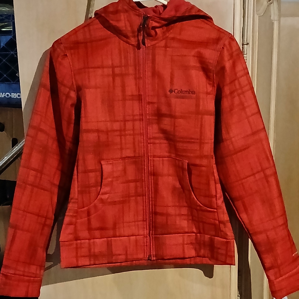 Columbia Red Plaid Hoodie Jacket Womens Xs